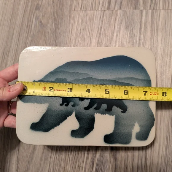 Signed Ceramic Hanging Tile Bears Hand Painted Mountains David Suzanne Enna Cubs - Picture 6 of 6